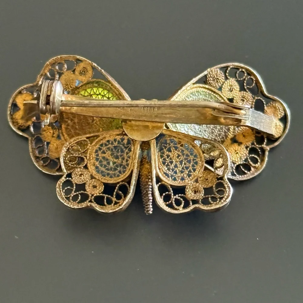 Vintage Filigree Butterfly Brooch